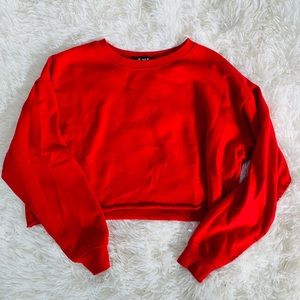 H&M Cropped Red Crewneck
